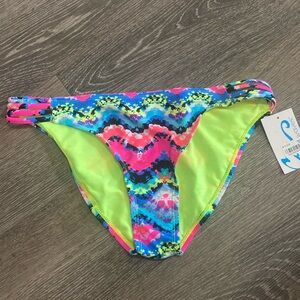 California Waves Pink Multi Swimsuit Separates Bikini Bottoms 4/25 Large New